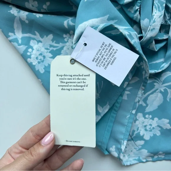 ABERCROMBIE BLUE FLORAL MILKMAID LACE BACK MIDI DRESS - Picture 11 of 13